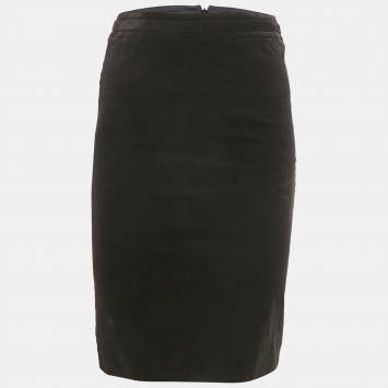 Gucci Black Velvet GG Logo Pencil Skirt S