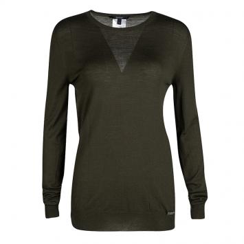 Pre Owned Gucci Deep Olive Green Wool Long Sleeve Sweater L