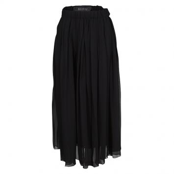 Pre Owned Gucci Black Silk Elasticized Waist Detail Pleated Midi Skirt S