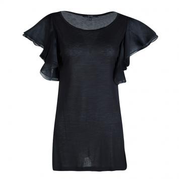 Pre Owned Gucci Black Flutter Sleeve Top XS