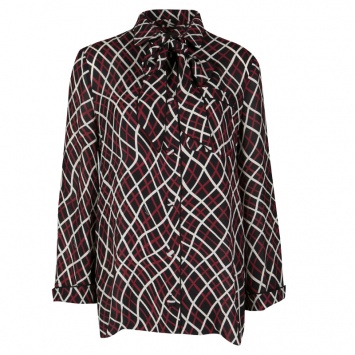 Pre Owned Gucci Black Printed Neck Tie Detail Silk Blouse M