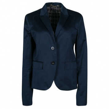 Pre Owned Gucci Navy Blue Stretch Cotton Tailored Two Button Blazer L