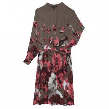 Pre Owned Gucci Brown Floral Printed Long Sleeve Dress S