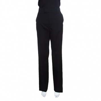 Pre Owned Gucci Black Wool High Waist Tailored Trousers M