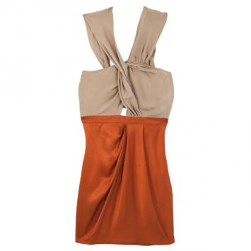 Pre Owned Gucci Cream & Orange Tussle Dress M
