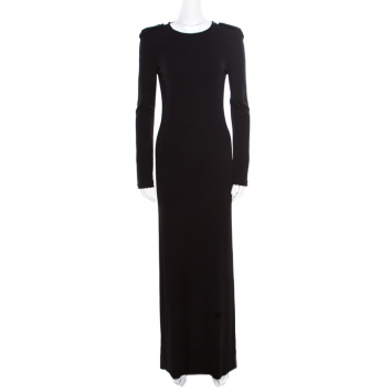 Pre Owned Gucci Black Knit Scoop Back Detail Long Sleeve Maxi Dress S