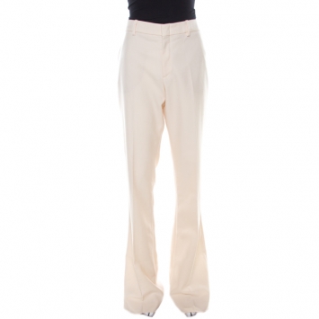 Pre Owned Gucci Cream Wool Straight Fit Pants M