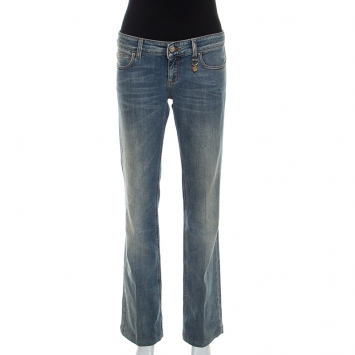 Pre Owned Gucci Blue Medium Wash Denim 70s Flared Jeans M