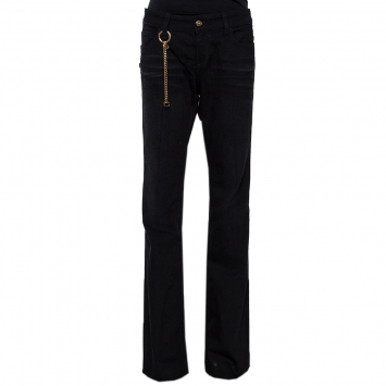 Pre Owned Gucci Black Denim Gold Chain Detail 70's Jeans L