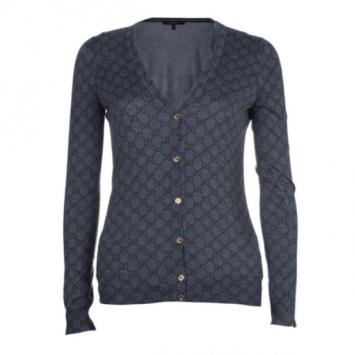 Pre Owned Gucci Grey Monogram Button Down Cardigan S