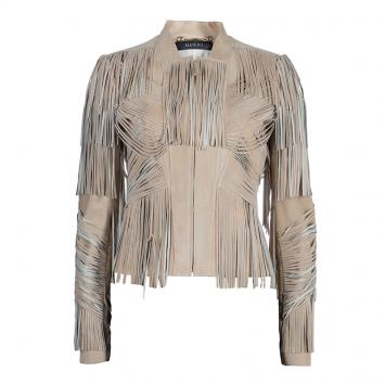 Pre Owned Gucci Beige Fringed Suede Jacket S