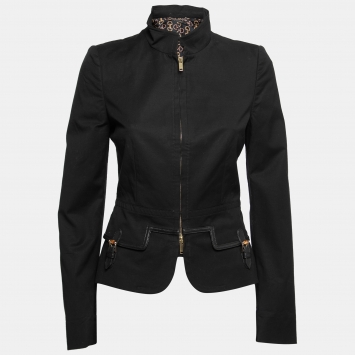 Pre Owned Gucci Black Cotton Pocket Detail Zip Front Jacket S