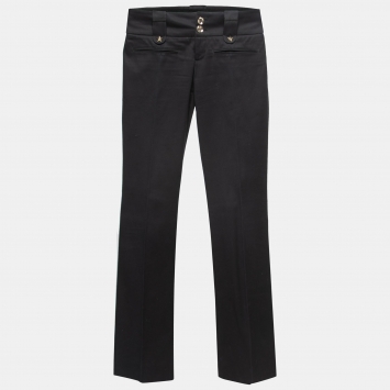 Pre Owned Gucci Black Cotton Star Detail Trousers S