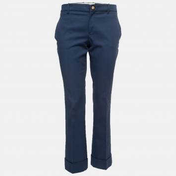 مملوكة مسبقًا Gucci Blue Cotton Tapered Trousers M