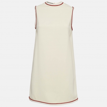 Pre Owned Gucci Light Beige Crepe Sleeveless Mini Dress S