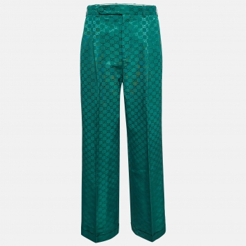 Pre Owned Gucci Green GG Jacquard Trousers M