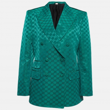 Pre Owned Gucci Green GG Jacquard Blazer M