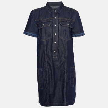 Pre Owned Gucci Blue Denim Button Front Shirt Dress L