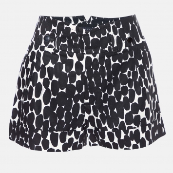 Pre Owned Gucci Monochrome Printed Cotton Shorts S