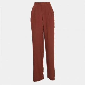Pre Owned Gucci Brown Silk Tapered Trousers S