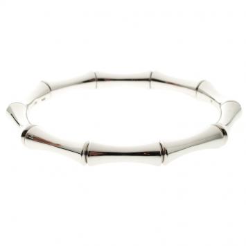 Pre Owned Gucci Bamboo 18k White Gold Thin Bangle Bracelet 18cm