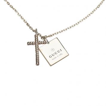 Pre Owned Gucci SV925 Sterling Silver Cross Necklace