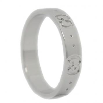 Pre Owned Gucci 18K White Gold Icon Ring Size 53