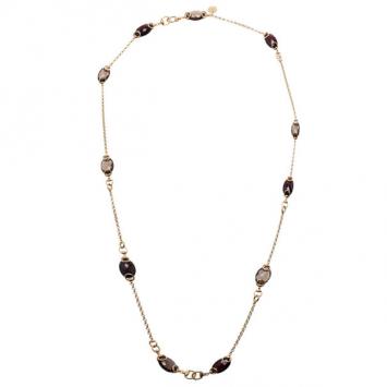 Pre Owned Gucci Red Garnet and Smokey Quartz Candy Horsebit Chain Necklace