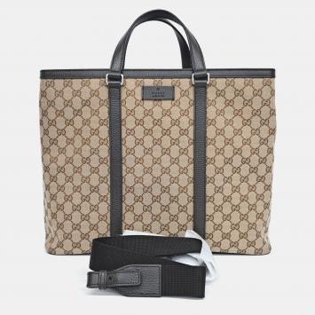Gucci Beige Jacquard Jacquard Tote and Shoulder Bag