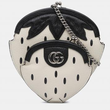 Gucci White Leather Fruittini Strawberry Crossbody Bag