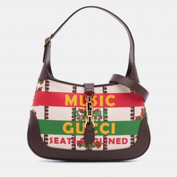 Gucci Brown Small Canvas 100 Centennial Music Jackie 1961 Crossbody