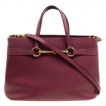 مملوكة مسبقًا Gucci Light Burgundy Leather Bright Bit Jasmine Top Handle Bag