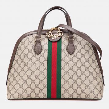 Gucci Brown Medium GG Supreme Ophidia Web Satchel