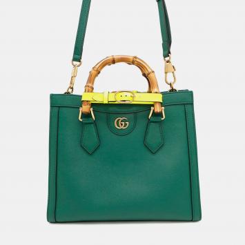 Pre Owned Gucci Diana 2Way Handbag Green Leather Size Small