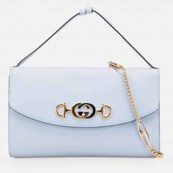 Pre Owned Gucci Blue Small Leather Zumi Satchel