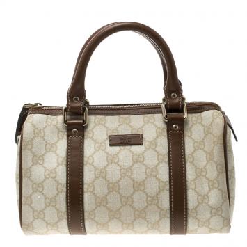 Pre Owned Gucci Beige/Brown GG Coated Canvas Small Joy Boston Bag