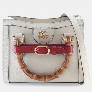 Pre Owned حقيبة توت غوتشي ديانا خشب البامبو جلد عجل أبيض صغيرة