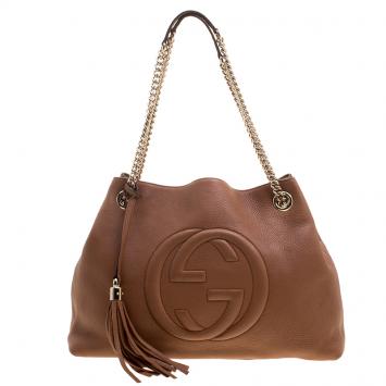 Pre Owned Gucci Brown Leather Medium Soho Tote