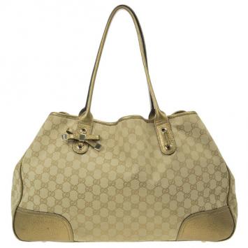 Pre Owned Gucci Metallic Monogram Large Princy Tote