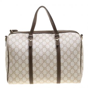 Pre Owned Gucci Beige GG Supreme Canvas Nice Boston Bag