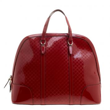 مملوكة مسبقًا Gucci Red Microguccissima Patent Leather Large Nice Top Handle Bag