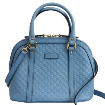 مملوكة مسبقًا Gucci Baby Blue Microguccissima Leather Top Handle Bag