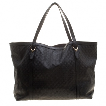 Pre Owned Gucci Black Microguccissima Leather Medium Nice Tote