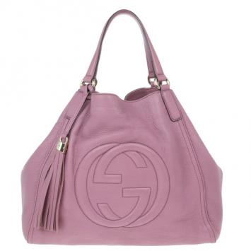 Pre Owned Gucci Parma Pink Leather Soho Bag