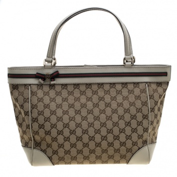 Pre Owned Gucci Beige GG Canvas Mayfair Bow Tote