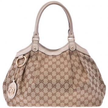 Pre Owned Gucci  Beige/Pink GG Canvas Sukey Bag