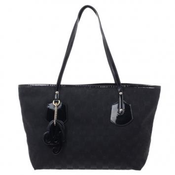 Pre Owned Gucci Black GG Canvas Small Tote