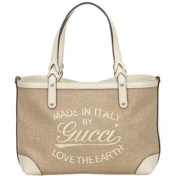 Pre Owned Gucci Two Tone Canvas and Leather Craft Tote