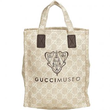 Pre Owned Gucci Beige Guccissima Jacquard Museo Tote Bag