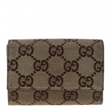 Pre Owned Gucci Beige GG Canvas Coin Purse Wallet